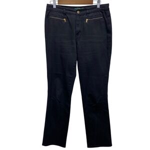 VTG Lauren Jeans Co Ralph Lauren Black Zip Pocket Straight Leg Womens sz 8 Jeans